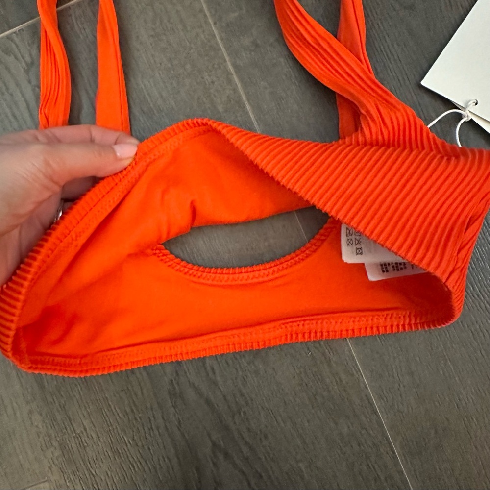 Orange Ribbed Bikini Top - - Picture 6 of 9